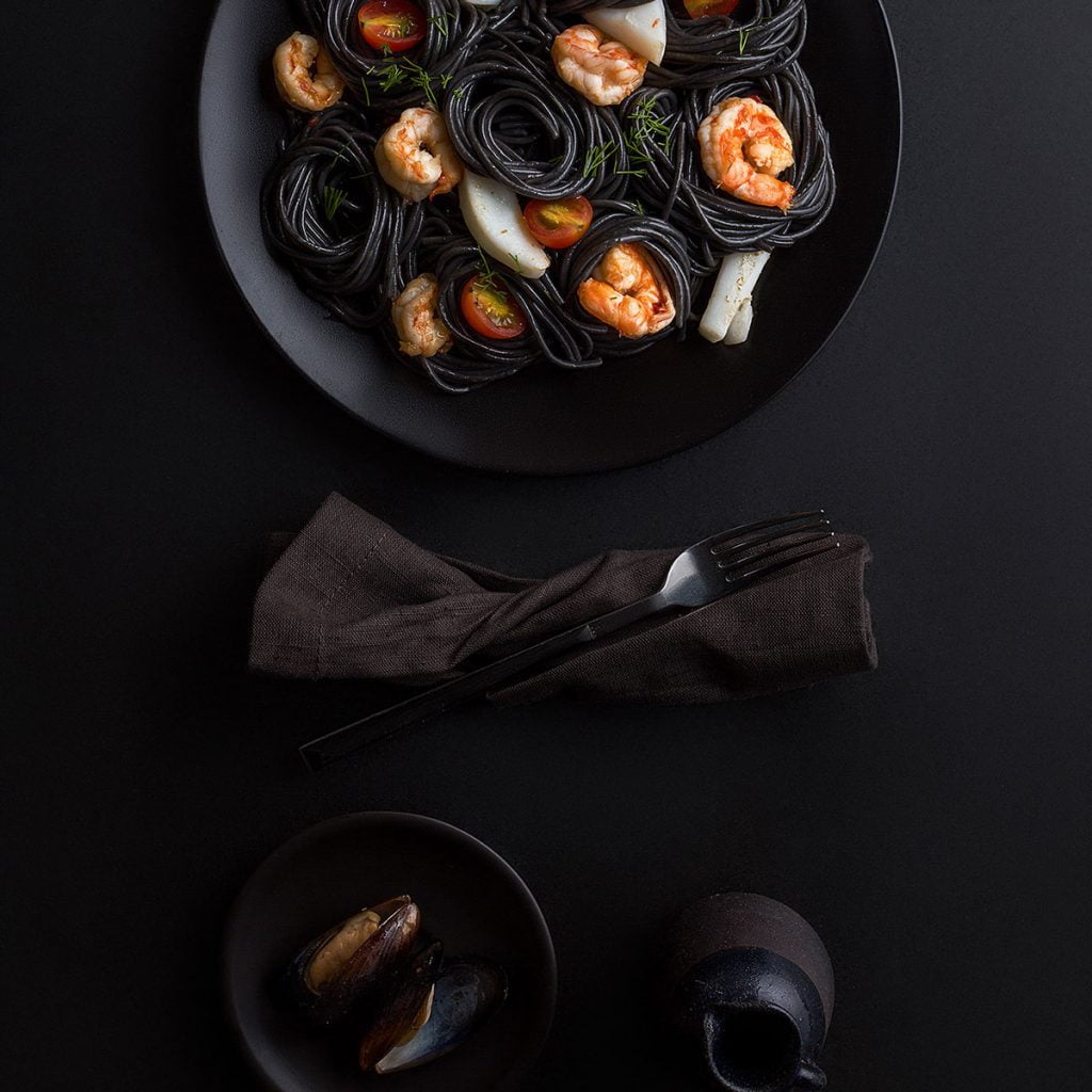 Black Spaghetti with Shrimps and Mussels